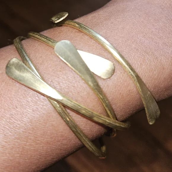 (3) Raw Brass Stacking Bangles | Adjustable - Picture 5 of 5